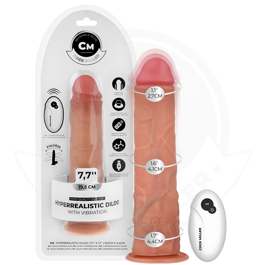 COCK MILLER - DILDO REALISTICO CON VENTOSA E VIBRAZIONE TELECOMANDO 19,5 CM - COCK MILLER | Lingerie Harness Boutique