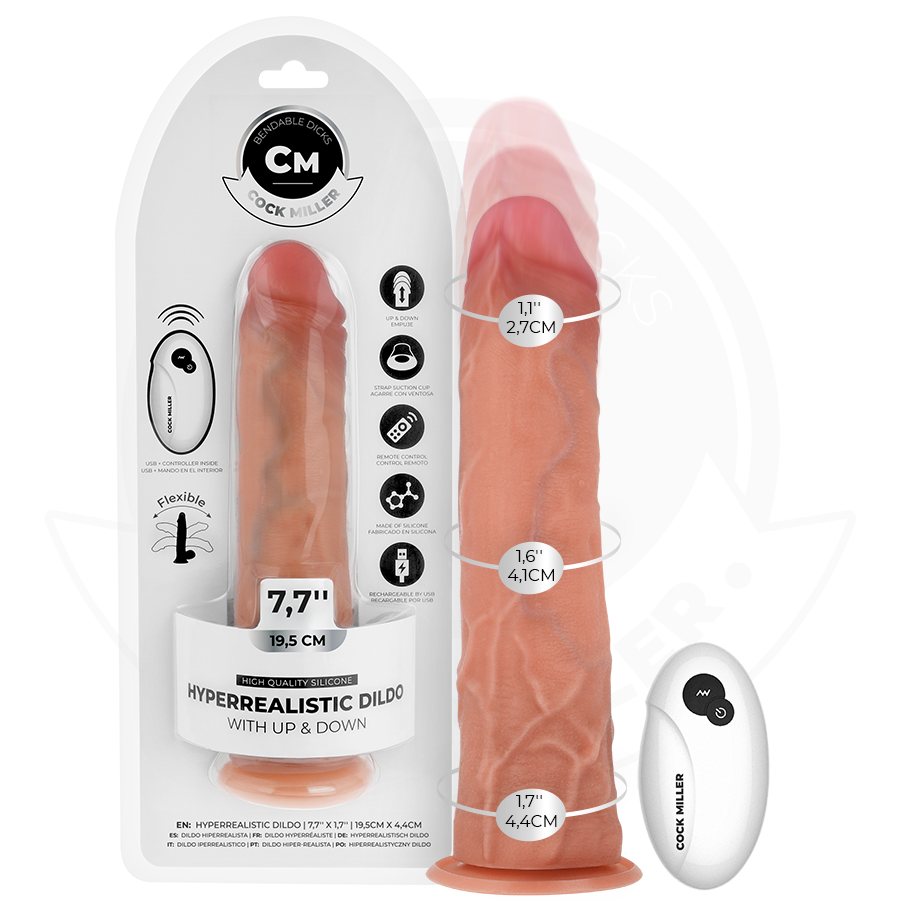 COCK MILLER - DILDO IPERREALISTICO CON VENTOSA E SPINTA CON TELECOMANDO 19,5 CM - COCK MILLER | Lingerie Harness Boutique