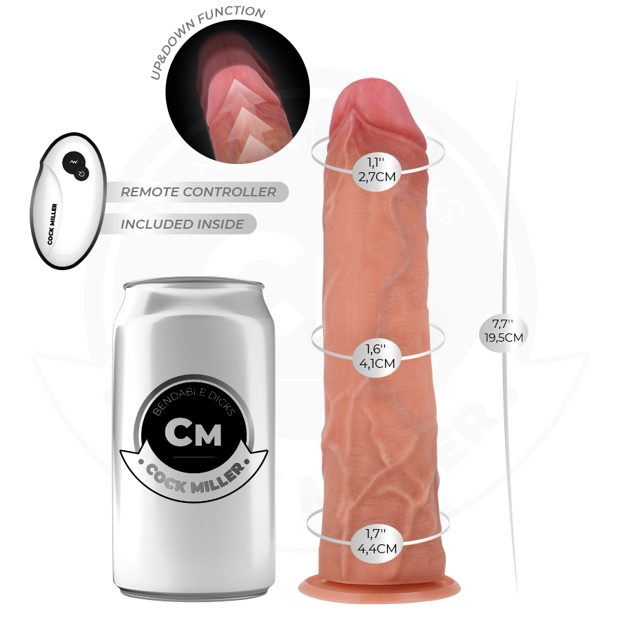 COCK MILLER - DILDO IPERREALISTICO CON VENTOSA E SPINTA CON TELECOMANDO 19,5 CM - COCK MILLER | Lingerie Harness Boutique