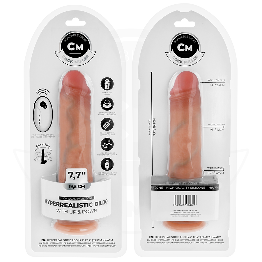 COCK MILLER - DILDO IPERREALISTICO CON VENTOSA E SPINTA CON TELECOMANDO 19,5 CM - COCK MILLER | Lingerie Harness Boutique