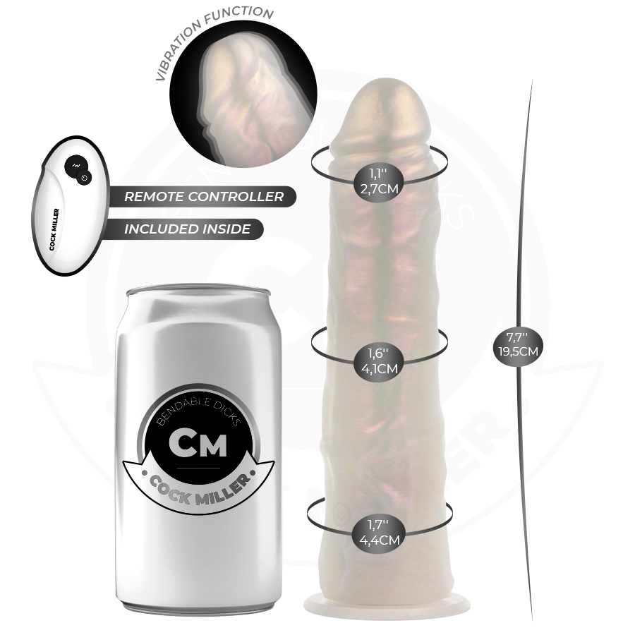 COCK MILLER - DILDO CON VENTOSA, LUCI E VIBRAZIONE CON TELECOMANDO BIANCO 19,5 CM - COCK MILLER | Lingerie Harness Boutique
