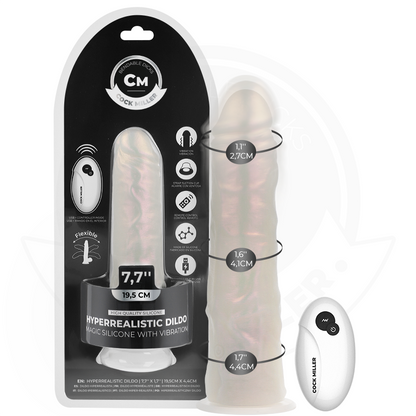 COCK MILLER - DILDO CON VENTOSA, LUCI E VIBRAZIONE CON TELECOMANDO BIANCO 19,5 CM - COCK MILLER | Lingerie Harness Boutique