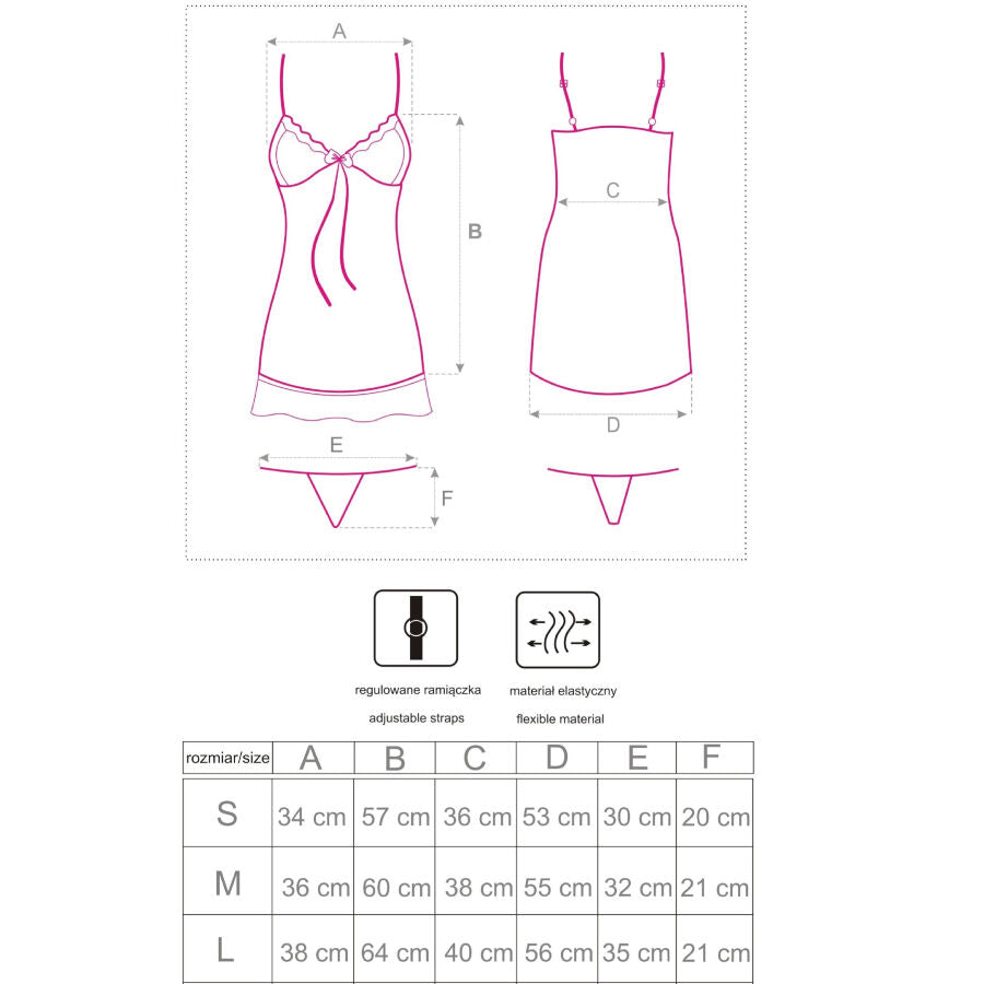 LIVCO CORSETTI FASHION - HYEONA 1710 BABYDOLL + PERIZOMA ROSA S - LIVCO CORSETTI SETS | Lingerie Harness Boutique