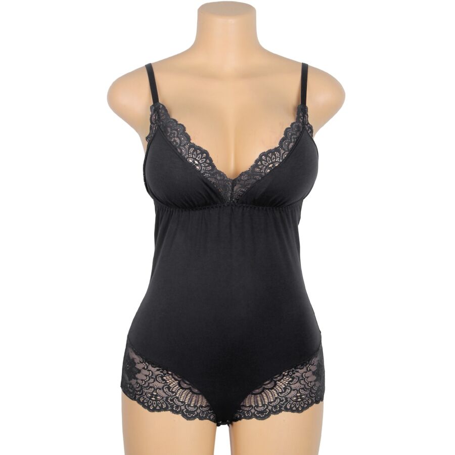 SUBBLIME - ORSACCHIOTTO CON DETTAGLI IN PIZZO FLOREALE NERO L/XL - SUBBLIME TEDDIES | Lingerie Harness Boutique
