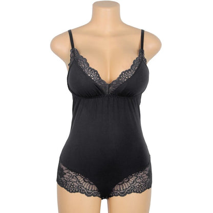 SUBBLIME - ORSACCHIOTTO CON DETTAGLI IN PIZZO FLOREALE NERO L/XL - SUBBLIME TEDDIES | Lingerie Harness Boutique
