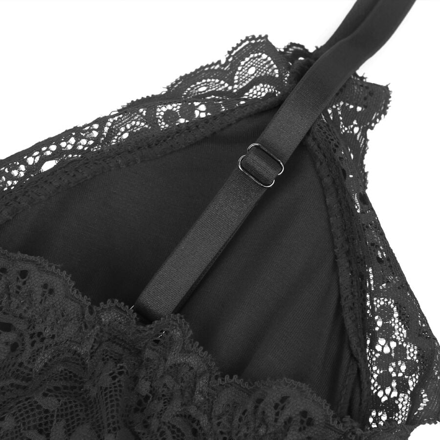 SUBBLIME - ORSACCHIOTTO CON DETTAGLI IN PIZZO FLOREALE NERO L/XL - SUBBLIME TEDDIES | Lingerie Harness Boutique