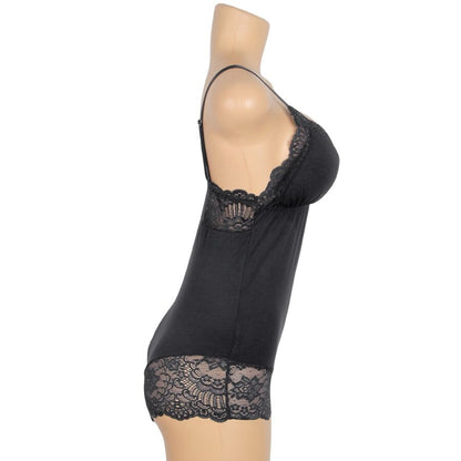 SUBBLIME - ORSACCHIOTTO CON DETTAGLI IN PIZZO FLOREALE NERO L/XL - SUBBLIME TEDDIES | Lingerie Harness Boutique
