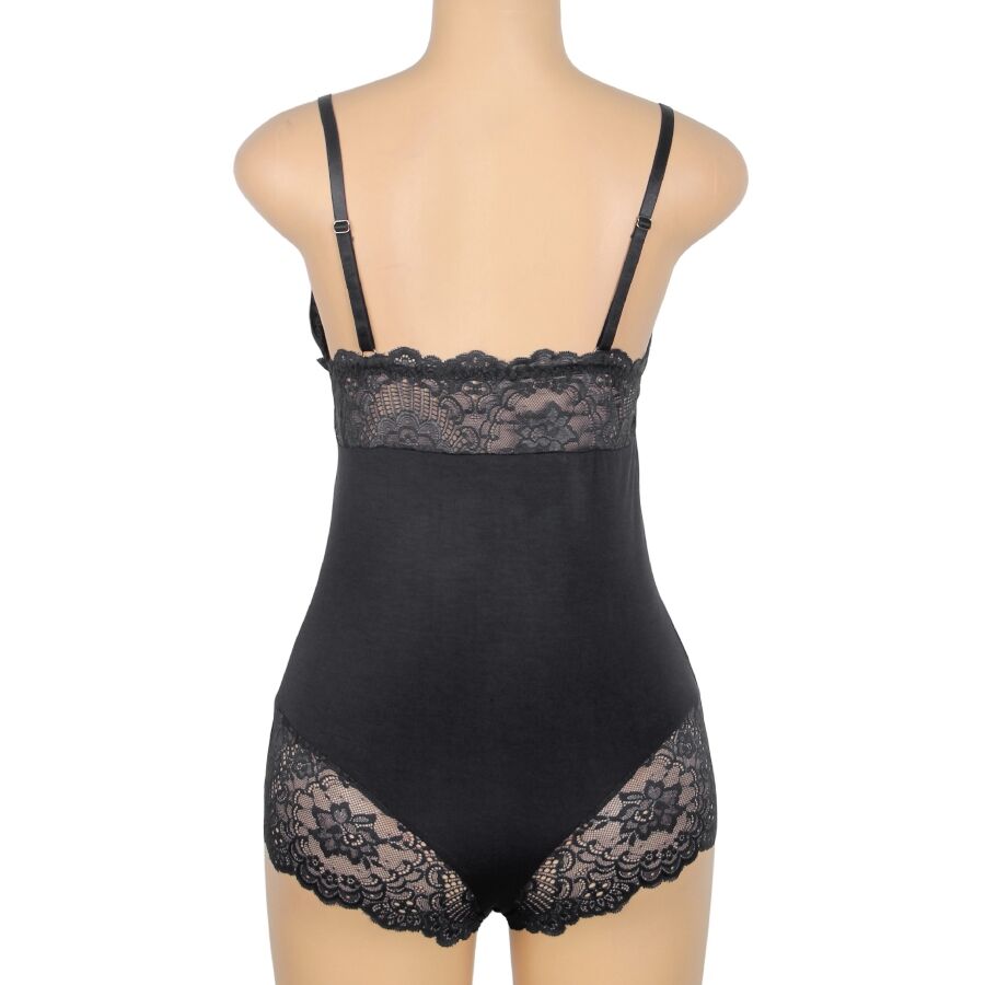 SUBBLIME - ORSACCHIOTTO CON DETTAGLI IN PIZZO FLOREALE NERO L/XL - SUBBLIME TEDDIES | Lingerie Harness Boutique