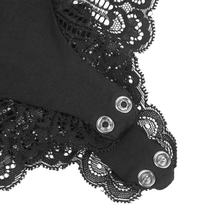 SUBBLIME - ORSACCHIOTTO CON DETTAGLI IN PIZZO FLOREALE NERO L/XL - SUBBLIME TEDDIES | Lingerie Harness Boutique