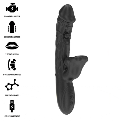 IBIZA - VIBRATORE E STIMOLATORE CLITORIDEO CON EFFETTO MORSO E ROTAZIONE - IBIZA TECHNOLOGY | Lingerie Harness Boutique