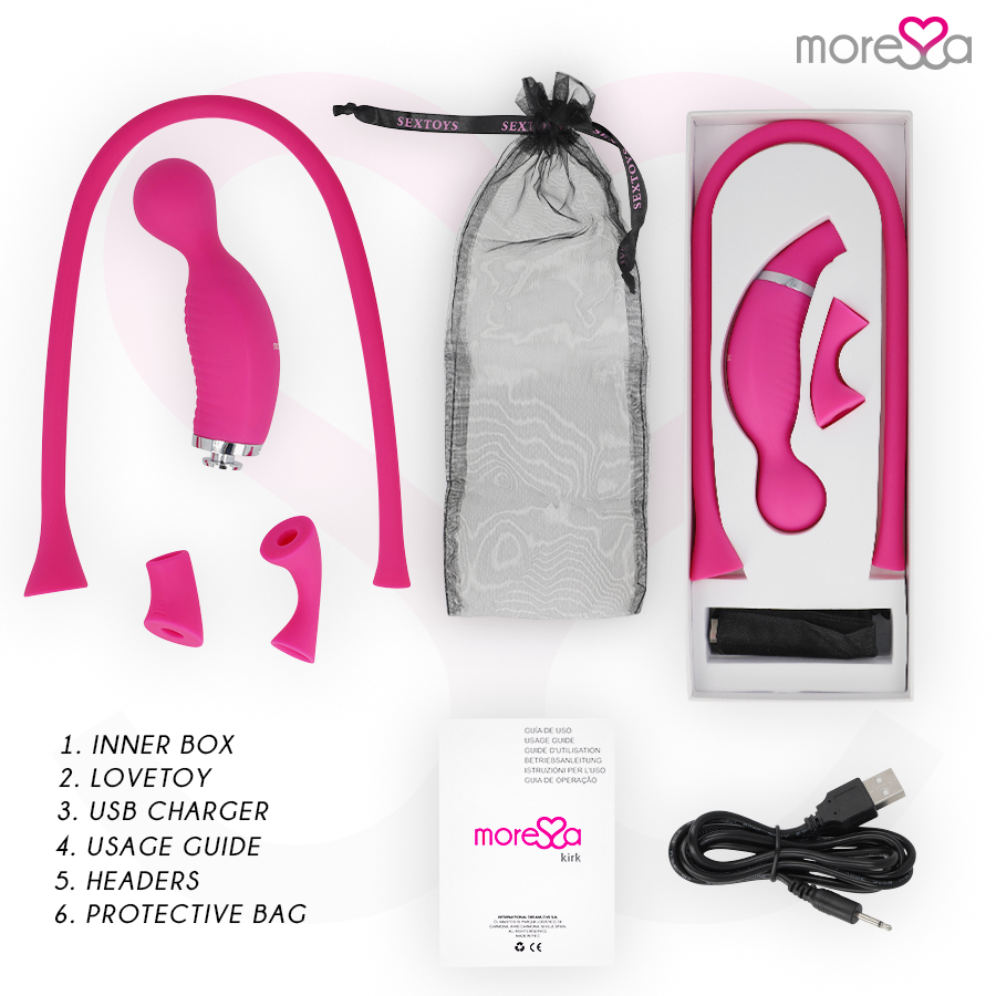 MORESSA - KIRK DUO ASPIRAZIONE + MASSAGGIATORE MULTI-PERFORMANCE IN SILICONE PREMIUM RICARICABILE - MORESSA | Lingerie Harness Boutique