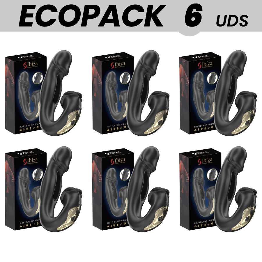 ECOPACKS 6 UNITÀ - VIBRATORE IBIZA ROSE EFFETTO FLICKING E STIMOLATORE CLITORIDEO - IBIZA TECHNOLOGY | Lingerie Harness Boutique
