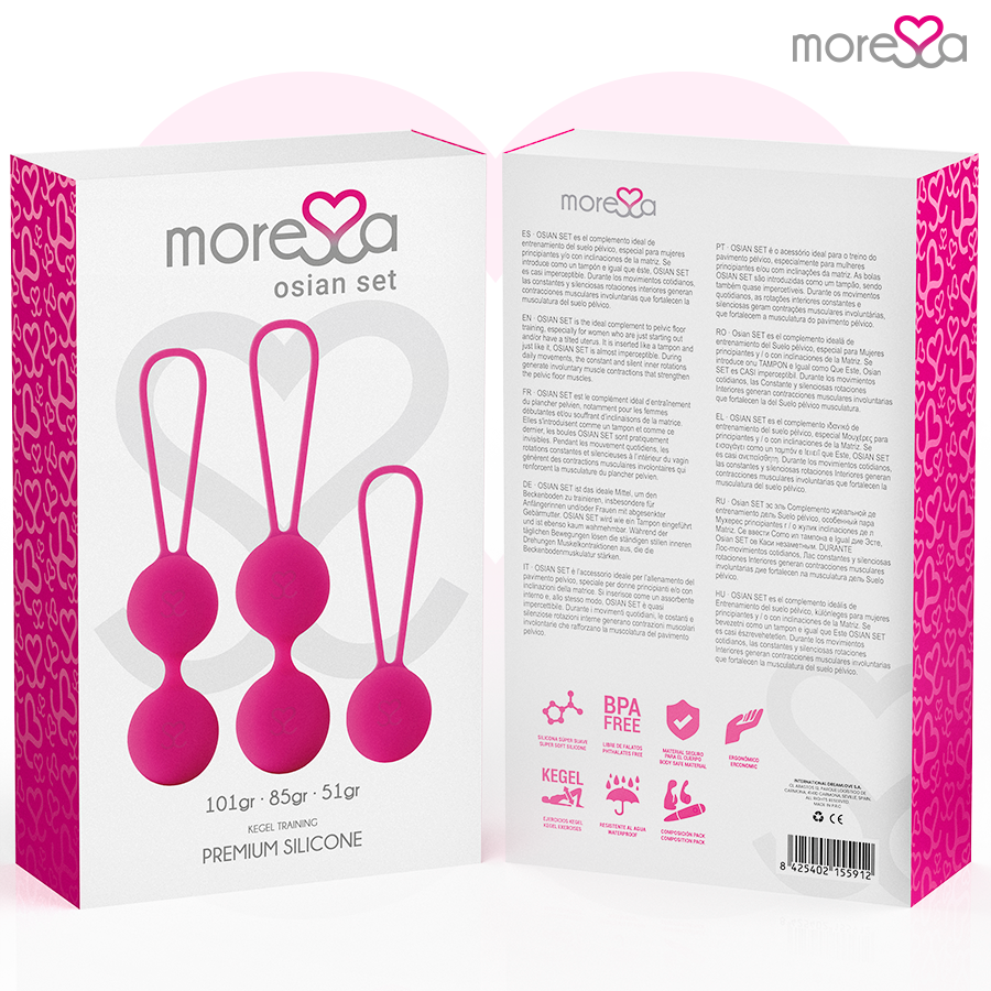 MORESSA - SET OSIAN PREMIUM SILICONE ROSA (Osian One - 51 g | Osian Two - 101 g | Osian Three 85 g) - MORESSA | Lingerie Harness Boutique