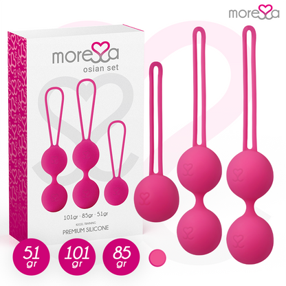 MORESSA - SET OSIAN PREMIUM SILICONE ROSA (Osian One - 51 g | Osian Two - 101 g | Osian Three 85 g) - MORESSA | Lingerie Harness Boutique