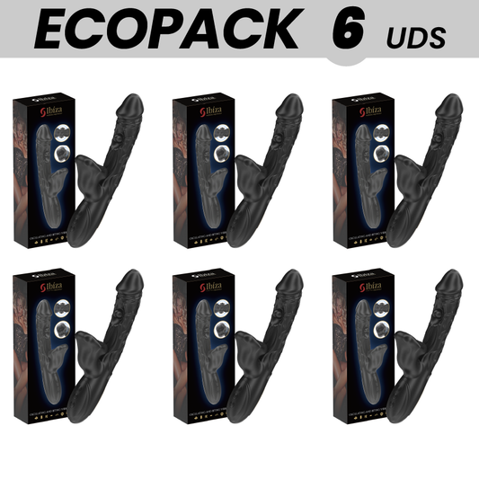 ECOPACKS 6 UNITÀ - VIBRATORE IBIZA E STIMOLATORE CLITORIDEO CON EFFETTO MORSO E ROTAZIONE - IBIZA TECHNOLOGY | Lingerie Harness Boutique