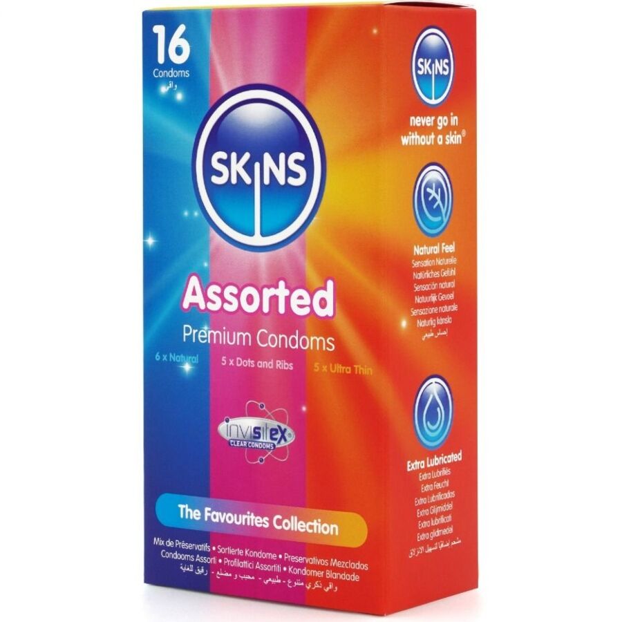 SKINS - CONFEZIONE ASSORTITA DI PREMIUM CONSERVANTI 16 PEZZI - SKINS | Lingerie Harness Boutique