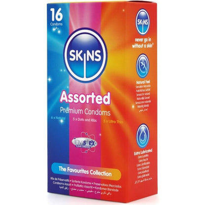 SKINS - CONFEZIONE ASSORTITA DI PREMIUM CONSERVANTI 16 PEZZI - SKINS | Lingerie Harness Boutique