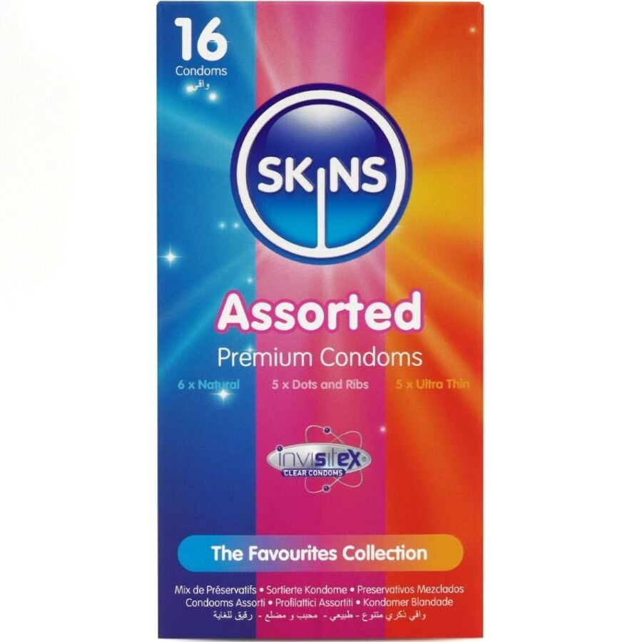 SKINS - CONFEZIONE ASSORTITA DI PREMIUM CONSERVANTI 16 PEZZI - SKINS | Lingerie Harness Boutique