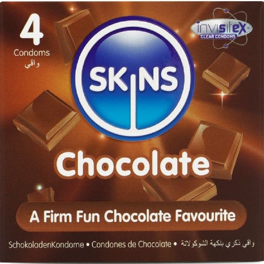 SKINS - PRESERVATIVI PREMIUM AL CIOCCOLATO CONFEZIONE DA 4 - SKINS | Lingerie Harness Boutique