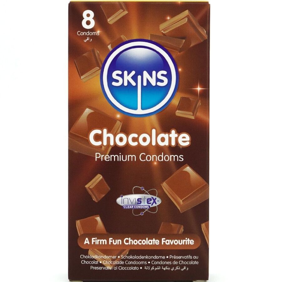 SKINS - PRESERVATIVI PREMIUM AL CIOCCOLATO CONFEZIONE DA 8 - SKINS | Lingerie Harness Boutique