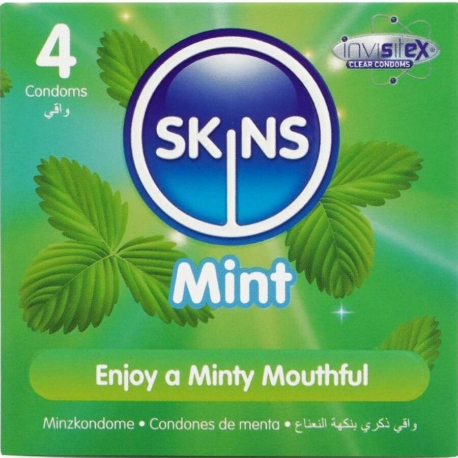 SKINS - PRESERVATIVI PREMIUM ALLA MENTA CONFEZIONE DA 4 - SKINS | Lingerie Harness Boutique