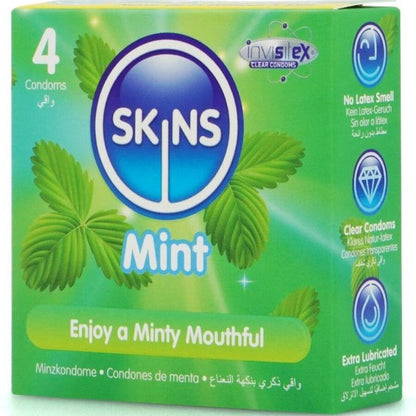 SKINS - PRESERVATIVI PREMIUM ALLA MENTA CONFEZIONE DA 4 - SKINS | Lingerie Harness Boutique