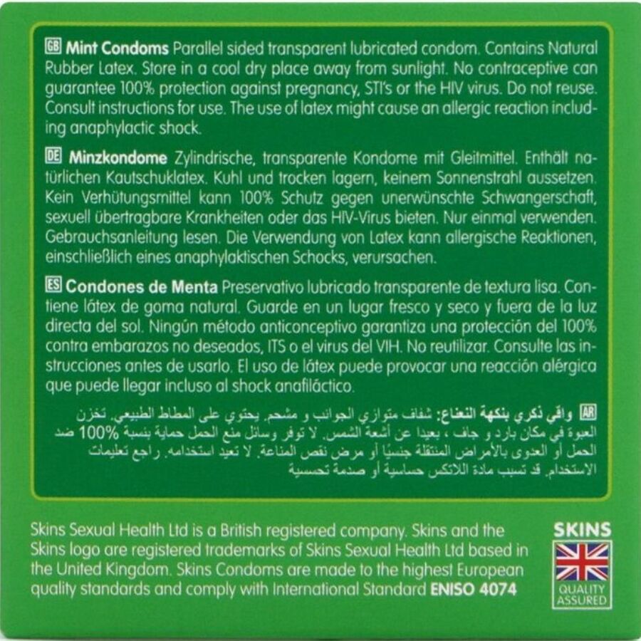 SKINS - PRESERVATIVI PREMIUM ALLA MENTA CONFEZIONE DA 4 - SKINS | Lingerie Harness Boutique