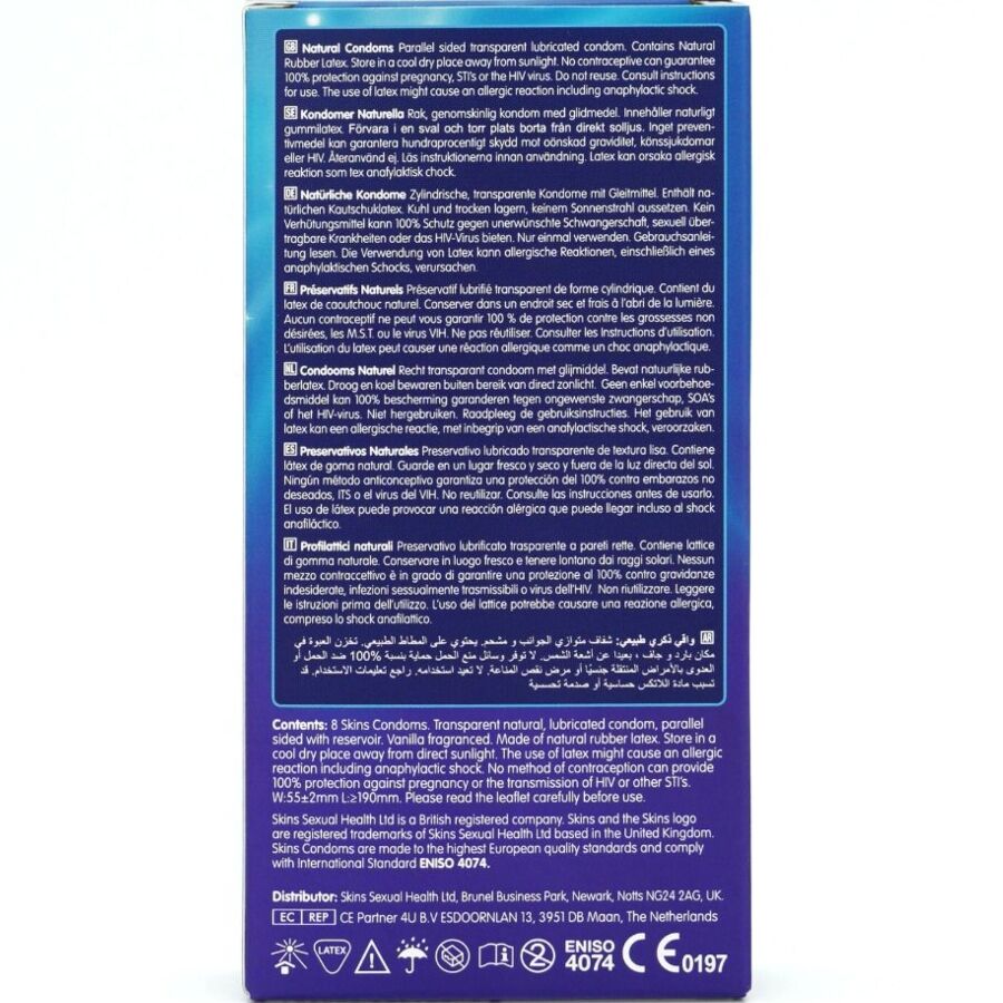 SKINS - PRESERVATIVI NATURALI PREMIUM CONFEZIONE DA 8 - SKINS | Lingerie Harness Boutique