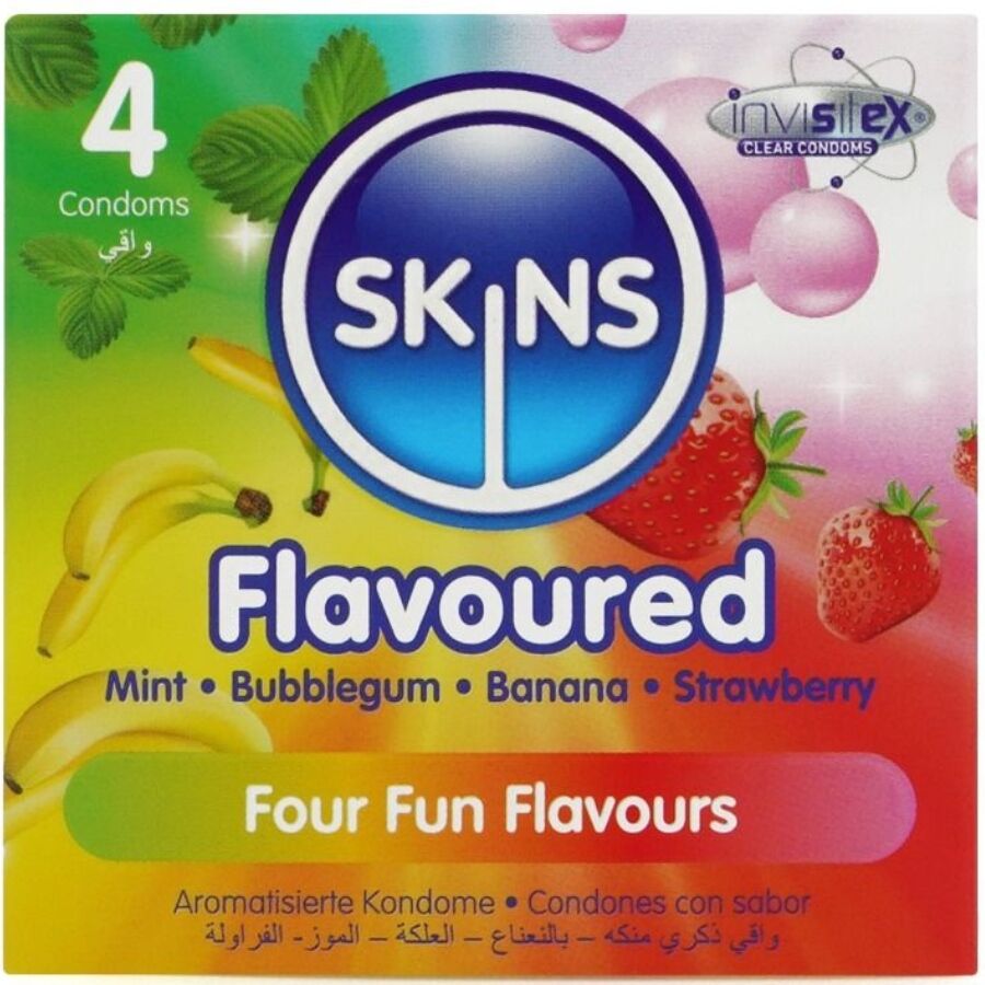 SKINS - PRESERVATIVI MULTIGUSTO PREMIUM CONFEZIONE DA 4 - SKINS | Lingerie Harness Boutique