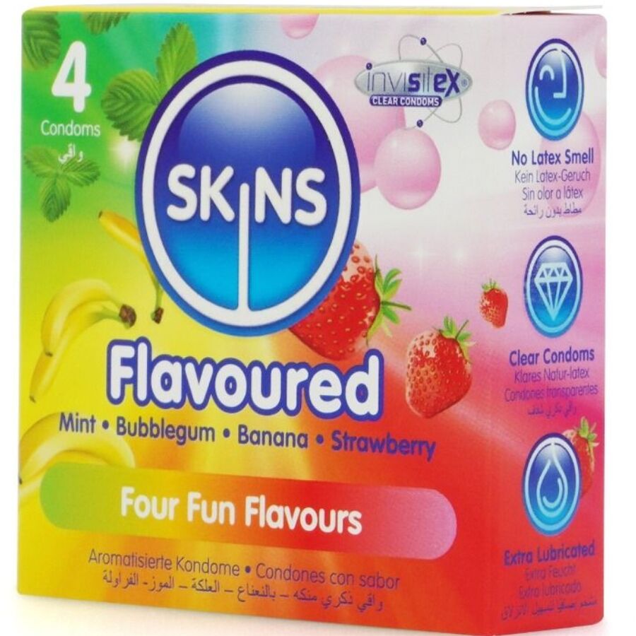 SKINS - PRESERVATIVI MULTIGUSTO PREMIUM CONFEZIONE DA 4 - SKINS | Lingerie Harness Boutique