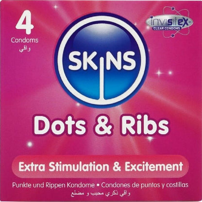 SKINS - DOTS & RIBS PREMIUM CONDOMS CONFEZIONE DA 4 - SKINS | Lingerie Harness Boutique