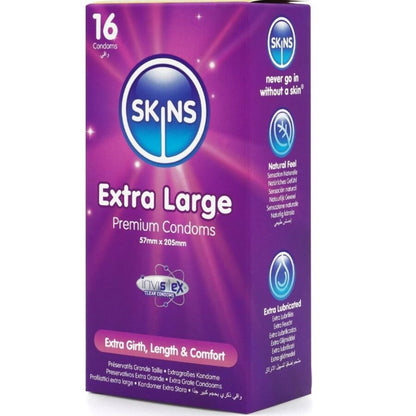 SKINS - PRESERVATIVI EXTRA LARGE PREMIUM CONFEZIONE DA 16 - SKINS | Lingerie Harness Boutique