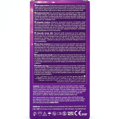 SKINS - PRESERVATIVI EXTRA LARGE PREMIUM CONFEZIONE DA 8 - SKINS | Lingerie Harness Boutique