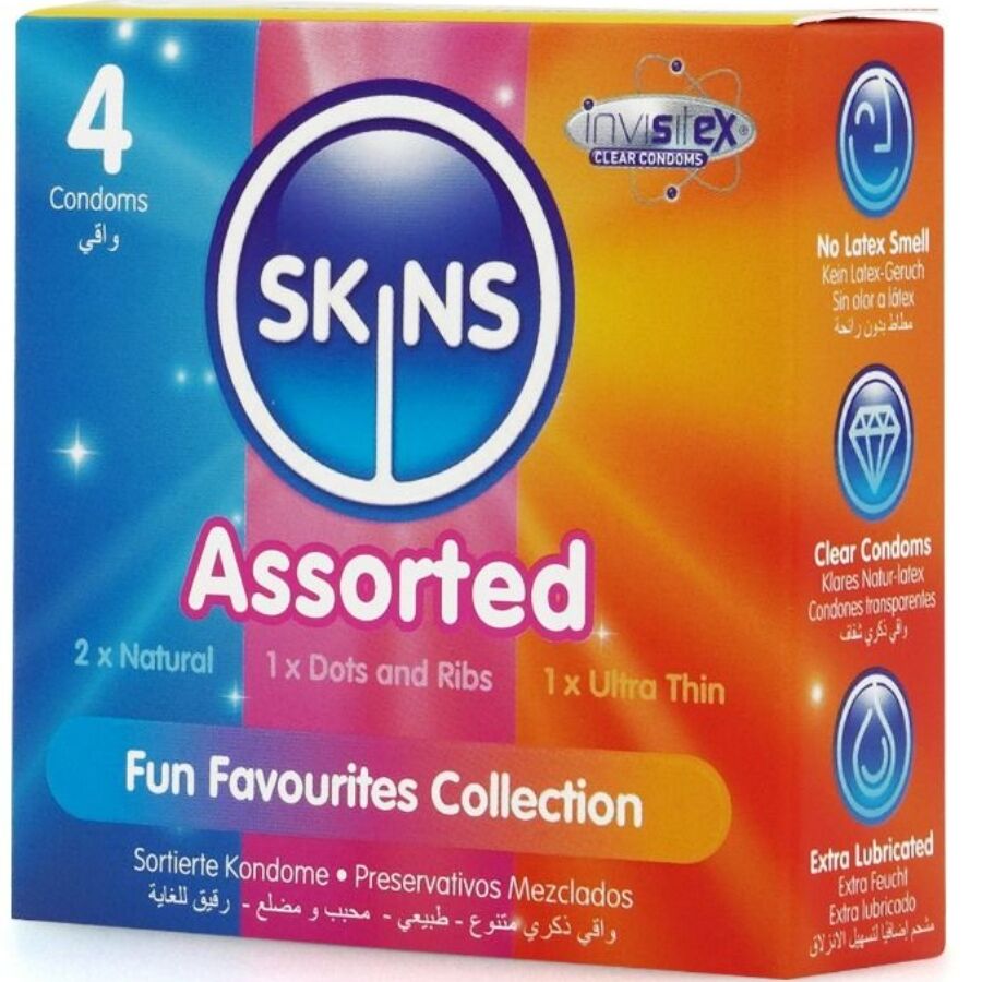 SKINS - CONFEZIONE DA 4 PRESERVATIVI ASSORTITI PREMIUM - SKINS | Lingerie Harness Boutique