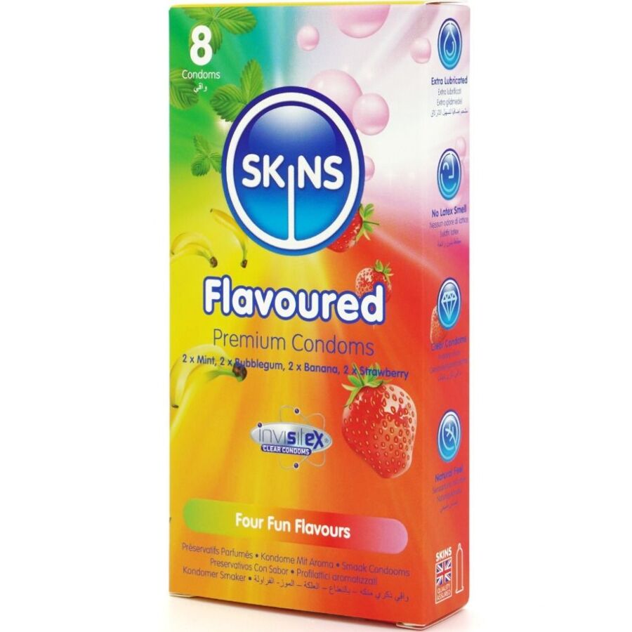 SKINS - PRESERVATIVI MULTIGUSTO PREMIUM CONFEZIONE DA 8 - SKINS | Lingerie Harness Boutique