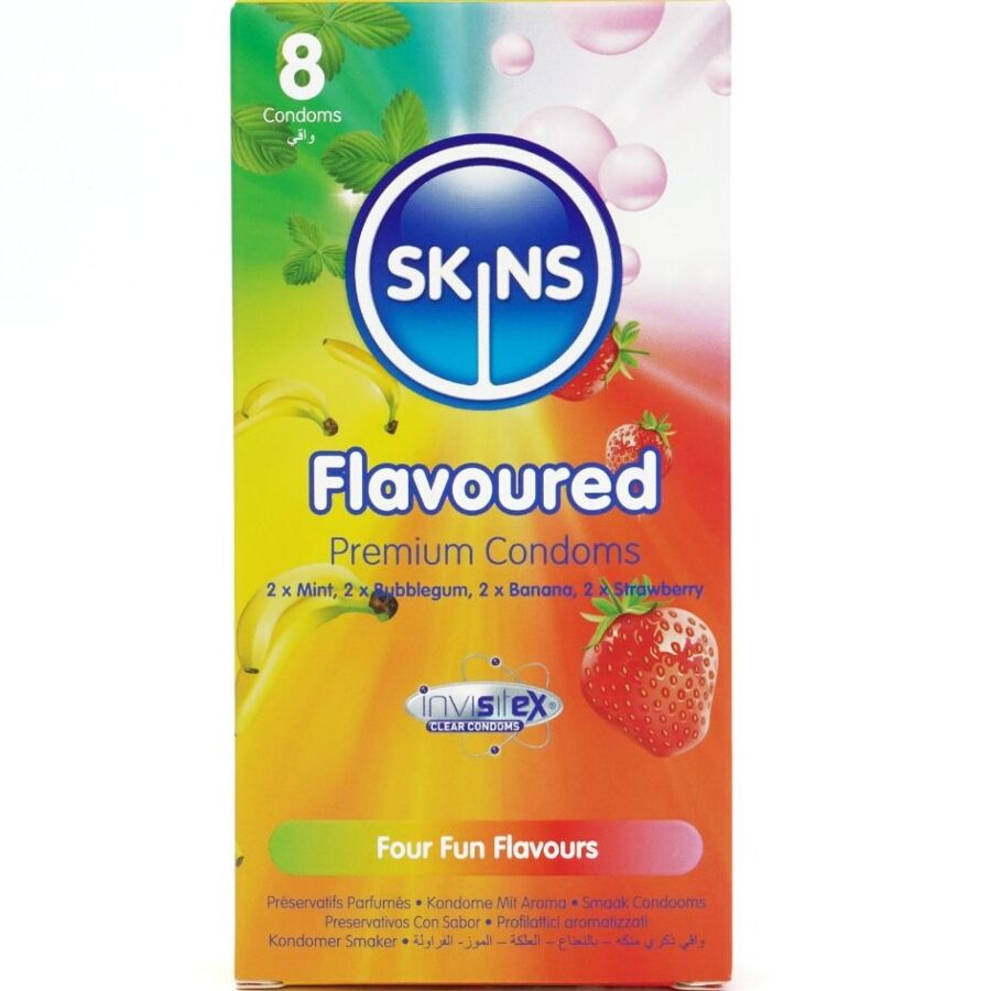 SKINS - PRESERVATIVI MULTIGUSTO PREMIUM CONFEZIONE DA 8 - SKINS | Lingerie Harness Boutique