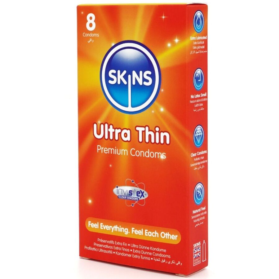 SKINS - PRESERVATIVI ULTRA SOTTILI PREMIUM CONFEZIONE DA 8 - SKINS | Lingerie Harness Boutique