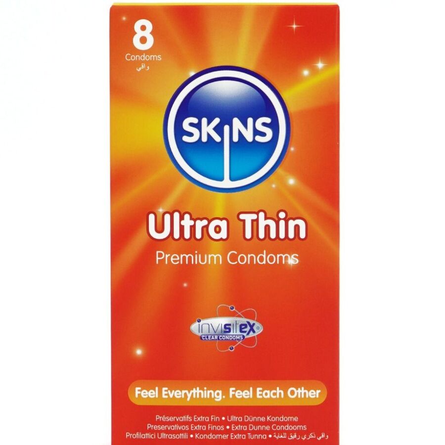 SKINS - PRESERVATIVI ULTRA SOTTILI PREMIUM CONFEZIONE DA 8 - SKINS | Lingerie Harness Boutique