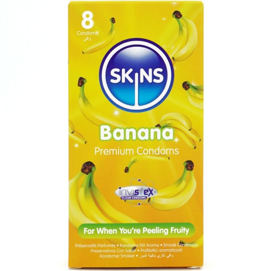 SKINS - PRESERVATIVI BANANA PREMIUM CONFEZIONE DA 8 - SKINS | Lingerie Harness Boutique