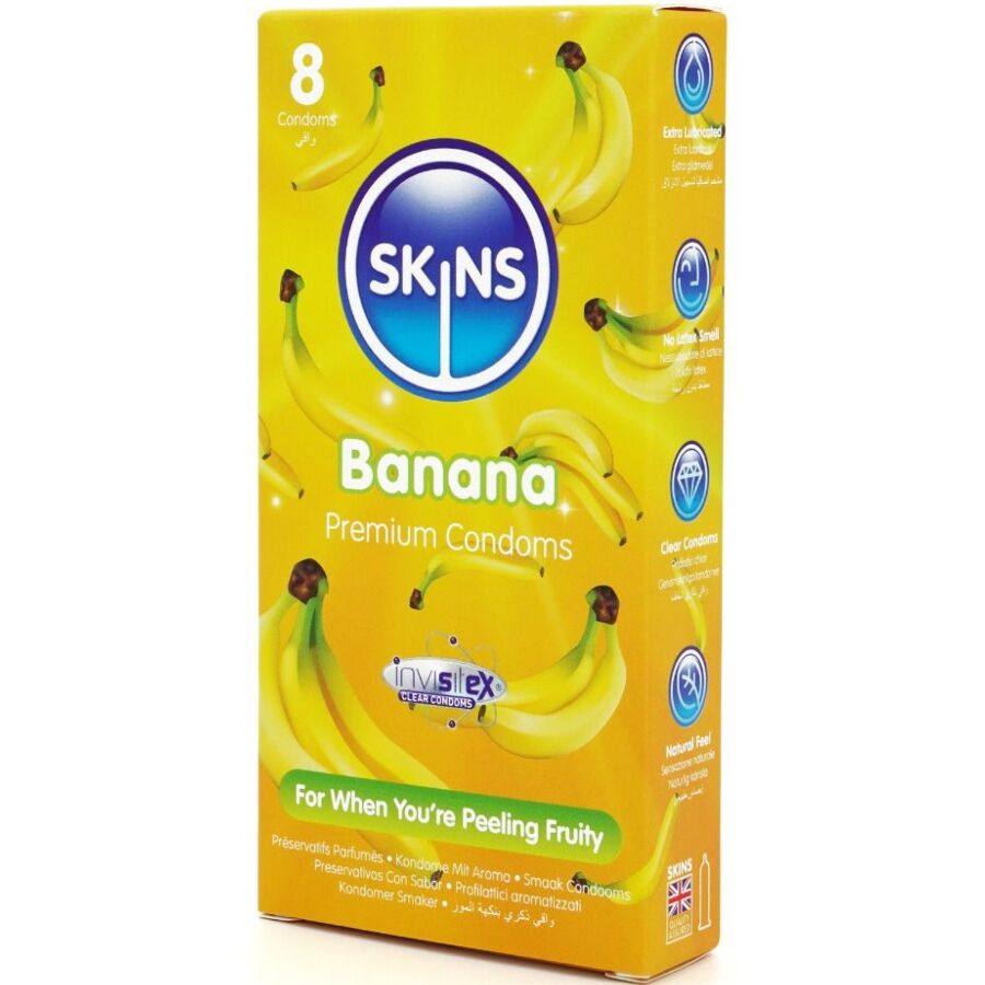 SKINS - PRESERVATIVI BANANA PREMIUM CONFEZIONE DA 8 - SKINS | Lingerie Harness Boutique