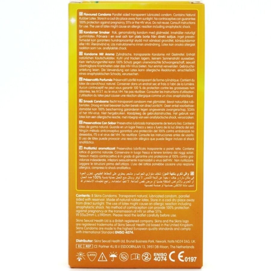SKINS - PRESERVATIVI BANANA PREMIUM CONFEZIONE DA 8 - SKINS | Lingerie Harness Boutique