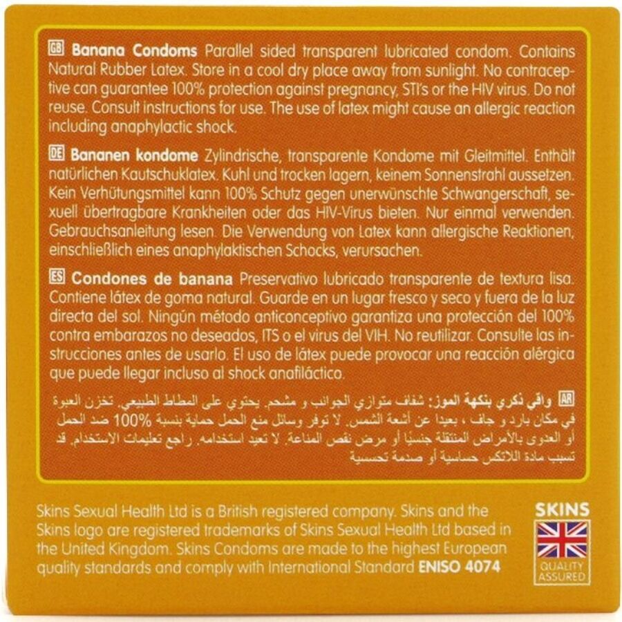SKINS - PRESERVATIVI BANANA PREMIUM CONFEZIONE DA 4 - SKINS | Lingerie Harness Boutique
