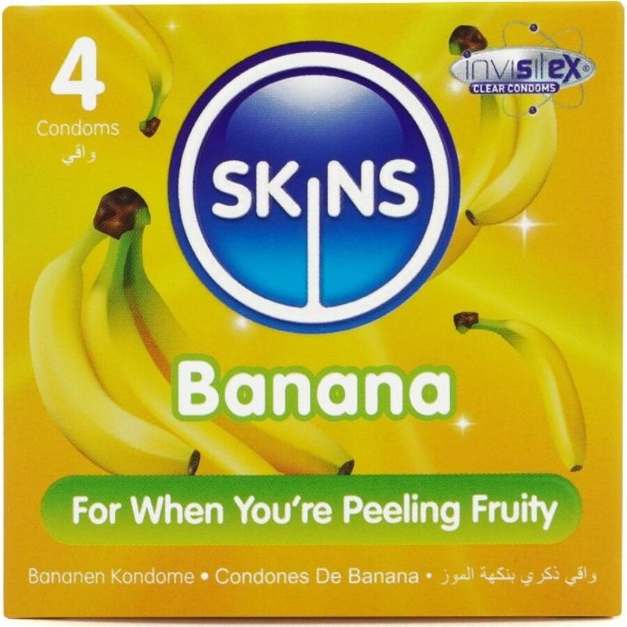 SKINS - PRESERVATIVI BANANA PREMIUM CONFEZIONE DA 4 - SKINS | Lingerie Harness Boutique