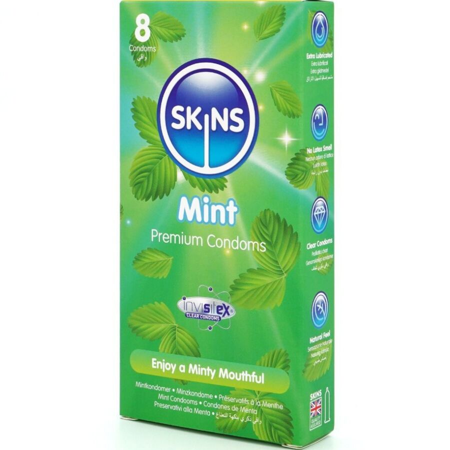 SKINS - PRESERVATIVI PREMIUM ALLA MENTA CONFEZIONE DA 8 - SKINS | Lingerie Harness Boutique