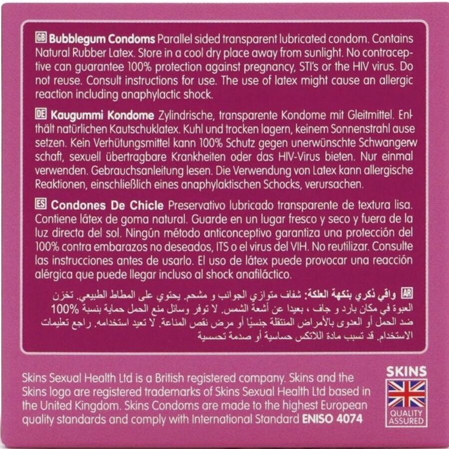 SKINS - BUBBLEGUM PREMIUM CONDOM CONFEZIONE DA 4 - SKINS | Lingerie Harness Boutique