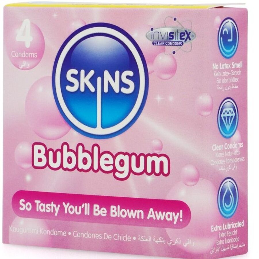 SKINS - BUBBLEGUM PREMIUM CONDOM CONFEZIONE DA 4 - SKINS | Lingerie Harness Boutique
