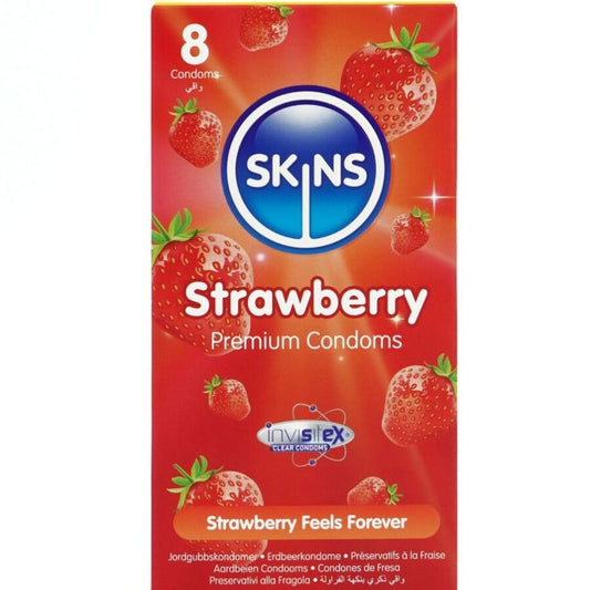 SKINS - PRESERVATIVI PREMIUM ALLA FRAGOLA CONFEZIONE DA 8 - SKINS | Lingerie Harness Boutique