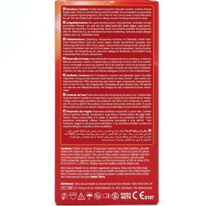 SKINS - PRESERVATIVI PREMIUM ALLA FRAGOLA CONFEZIONE DA 8 - SKINS | Lingerie Harness Boutique