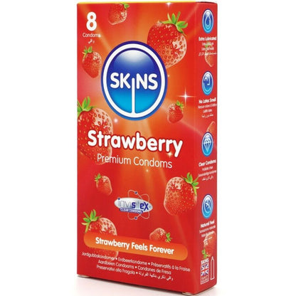 SKINS - PRESERVATIVI PREMIUM ALLA FRAGOLA CONFEZIONE DA 8 - SKINS | Lingerie Harness Boutique