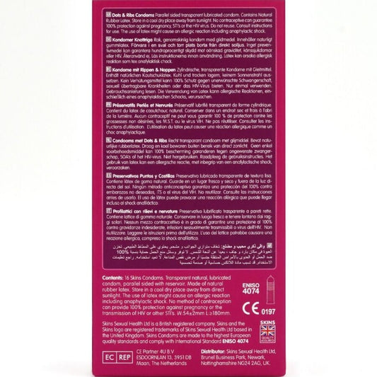 SKINS - DOTS & RIBS PREMIUM CONDOMS CONFEZIONE DA 16 - SKINS | Lingerie Harness Boutique